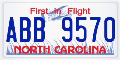 NC license plate ABB9570