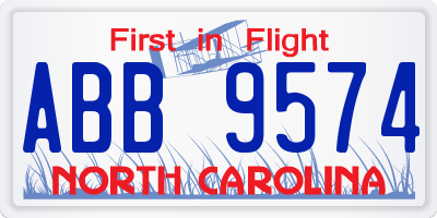 NC license plate ABB9574