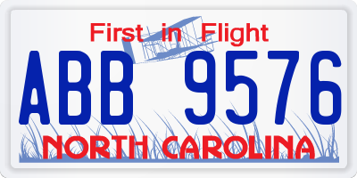 NC license plate ABB9576