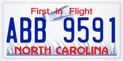 NC license plate ABB9591