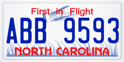 NC license plate ABB9593