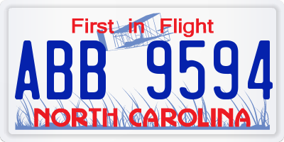 NC license plate ABB9594