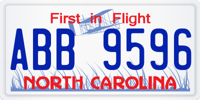 NC license plate ABB9596