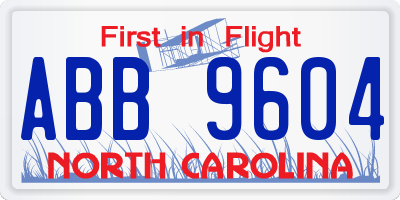 NC license plate ABB9604