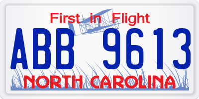 NC license plate ABB9613