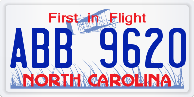 NC license plate ABB9620
