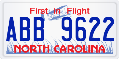 NC license plate ABB9622