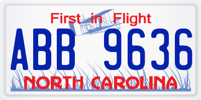 NC license plate ABB9636