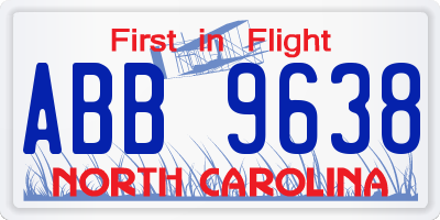NC license plate ABB9638