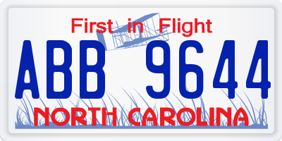 NC license plate ABB9644