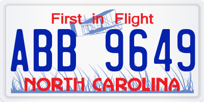 NC license plate ABB9649