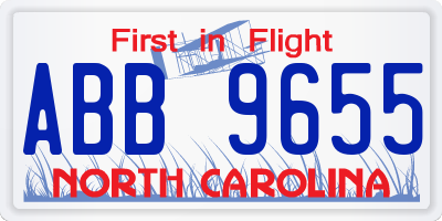 NC license plate ABB9655