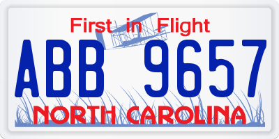 NC license plate ABB9657