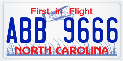 NC license plate ABB9666