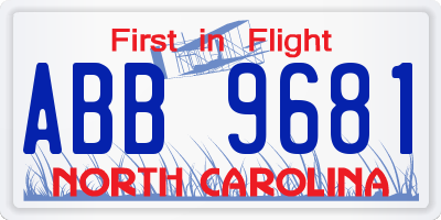 NC license plate ABB9681