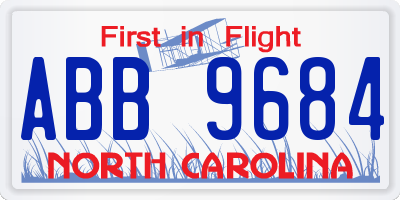 NC license plate ABB9684