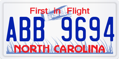 NC license plate ABB9694