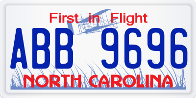 NC license plate ABB9696