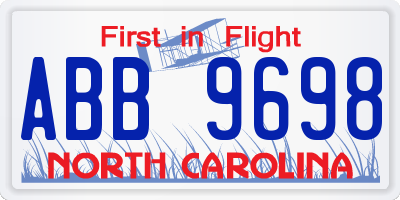 NC license plate ABB9698