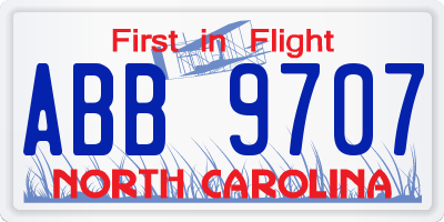 NC license plate ABB9707