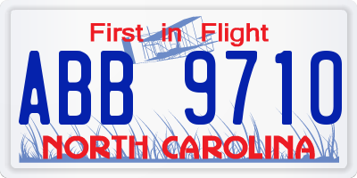 NC license plate ABB9710