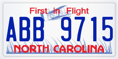 NC license plate ABB9715