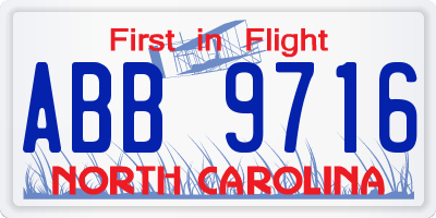 NC license plate ABB9716