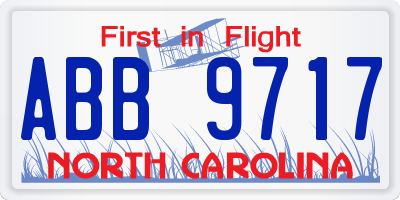 NC license plate ABB9717