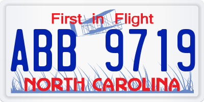 NC license plate ABB9719