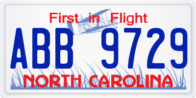 NC license plate ABB9729