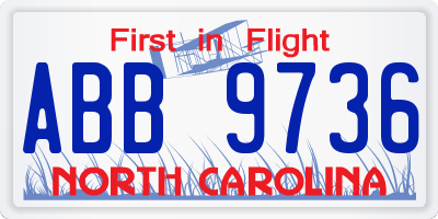 NC license plate ABB9736