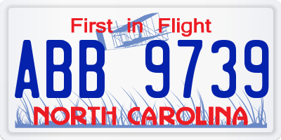 NC license plate ABB9739