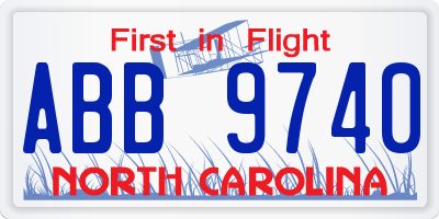 NC license plate ABB9740