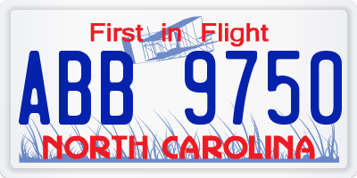 NC license plate ABB9750