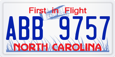 NC license plate ABB9757