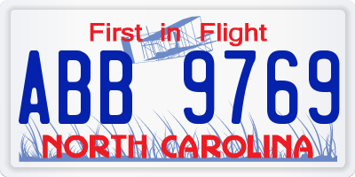 NC license plate ABB9769