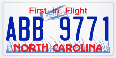 NC license plate ABB9771