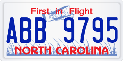 NC license plate ABB9795