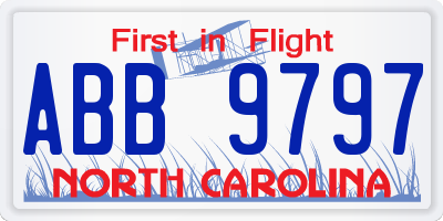 NC license plate ABB9797