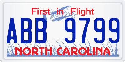 NC license plate ABB9799