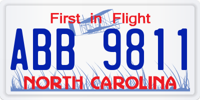 NC license plate ABB9811