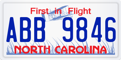 NC license plate ABB9846