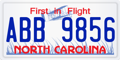 NC license plate ABB9856