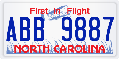 NC license plate ABB9887