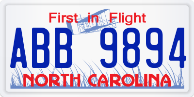 NC license plate ABB9894