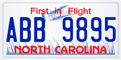 NC license plate ABB9895
