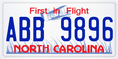 NC license plate ABB9896