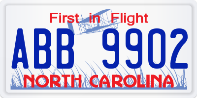 NC license plate ABB9902