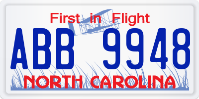 NC license plate ABB9948