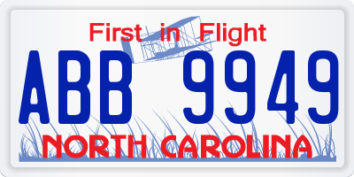 NC license plate ABB9949